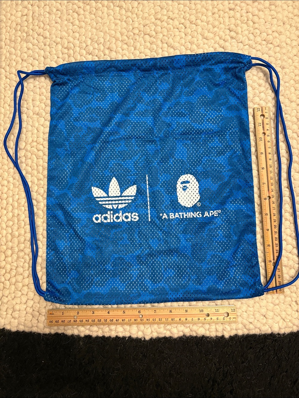 Adidas x A Bathing Ape Blue Mesh Drawstring Bag